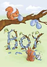 Cute Red Squirrel New Baby Boy Card - It's A Boy Fun Animal Card created by Jade Blakeley