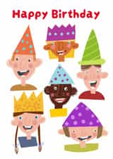 Cute Birthday Card - Kids - Party Hats created by Hinkypunk Illustration 