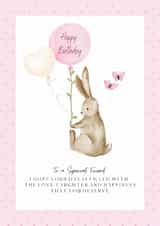 A Cute Birthday Card for a Special Friend - Rabbit holding birthday balloons. created by With Love From