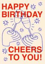 Arty Birthday Card - Cheers To You! - Glasses created by Rosie Delilah Foden