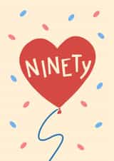 Classic 90th Birthday Card - Ninety - Heart Balloon created by Running with Scissors