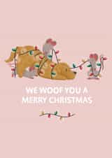Dog Christmas card • We woof you a Merry Christmas • Doodle / Cockapoo / Cavapoo created by Woof by Hollie