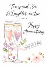 Traditional Anniversary Card - For Son And Daughter In Law - Champagne created by Katie Phythian Design