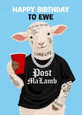 Funny Birthday Card - Post Malone - Post MaLamb created by Pink Peach Cards