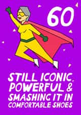 Funny Birthday Card - 60th - Superhero - Comfortable Shoes created by Pickled Prints