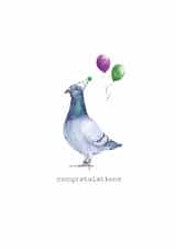 Classic Congratulations Card - Party Pigeon created by Little Red Boots
