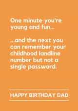 Funny Birthday Card - For Dad - Remember Your Childhood Landline Number created by Lemonade Insight