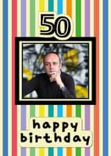 Personalised Birthday Photo Card created by size3art - Classic Birthday Card - 50th - Colourful Stripes