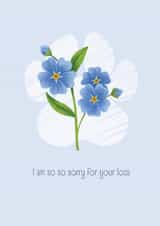 Pet sympathy card sorry for your loss dog forget-me-not card created by Hollie McManus Illustration