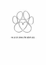Pet sympathy card simple sorry for your loss dog paw print line created by Hollie McManus Illustration