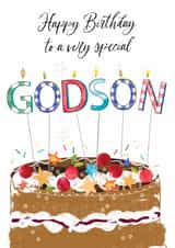Traditional Birthday Card - For Godson - Cake created by Katie Phythian Design