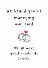 Funny Engagement Card - For Daughter In Law - Questionable Life Choices created by Spark and Wild