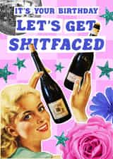 Funny Birthday Card - Let's Get Shitfaced - Maximalist Retro Collage created by Violet and Alfie
