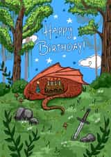 Cute Fantasy Dragon Birthday Card created by Aweirdandwonderful🍄