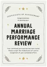 Funny Wedding Anniversary card - Certificate - Performance Review for Him or Her created by Kreate Paper Co.