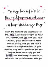 Heartfelt Wedding Card - To My Beautiful Daughter-In-Law created by Kreate Paper Co.