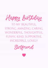 Classic Birthday Card - For Girlfriend - Beautiful And Kind created by Cake For Breakfast