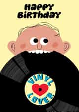 Funny vinyl themed birthday card for dads, partners and vinyl lovers ! created by @simonwelchillustration