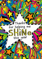Cute Thank You Card - For Teacher - Helping Me Shine - Tom Gates created by Tom Gates