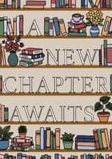 Cute book shelf card to celebrate someone getting a new job created by Wild Rose