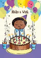 Make a Wish | Birthday Card for Boy | Cute Happy Birthday Card for Child created by @NyhaCards by Naomi C Robinson