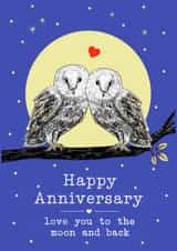 Cute Owl Anniversary card for significant other. created by Beth Higgins Art