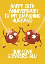 Cute Anniversary Card - 20th - For Husband - Conkers created by Hannah Jayne Lewin