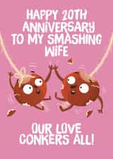 Cute Anniversary Card - 20th - For Wife - Conkers created by Hannah Jayne Lewin