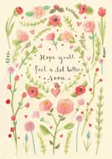 Pretty Get Well Card - Flowers - Feel A Lot Better Soon created by Love Lucy Illustration