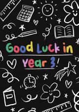 Cute Good Luck Card - Year 3 - Doodles created by Sarah Harding