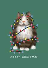 Cute Christmas Card - Cat With Christmas Lights created by Studio Mads