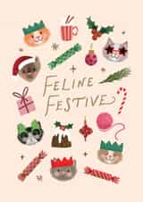 Cute Christmas Card - Feline Festive - Cats created by Studio Mads