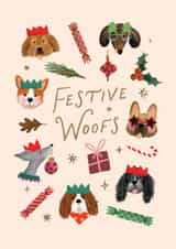 Cute Christmas Card - Festive Woofs - Dog created by Studio Mads