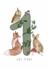 Woodland Animals 1st Birthday Card created by Faye B Doodles