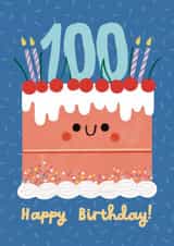 Cute 100th Birthday Card - Cake - Candles created by Alice Mole Illustration