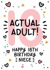 Cute 18th Birthday card for your Niece created by Lyndsay Moon