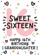 Classic Birthday Card - 16th - For Granddaughter - Sweet Sixteenth created by Lyndsay Moon