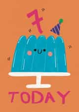Cute 7th Birthday Card - Jelly - Party Hat created by Alice Mole Illustration