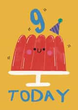 Cute 9th Birthday Card - Jelly - Party Hat created by Alice Mole Illustration