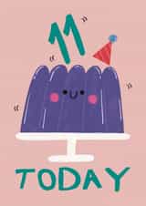 Cute 11th Birthday Card - Jelly - Party Hat created by Alice Mole Illustration
