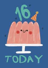 Cute 16th Birthday Card - Jelly - Party Hat created by Alice Mole Illustration