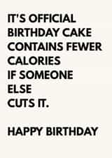 Funny Birthday Card for Friend – Cake Has Fewer Calories If Shared created by The Awkward Card Company 
