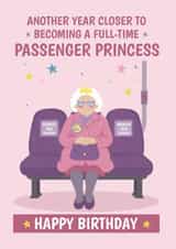 Funny Birthday Card for Her – Full-Time Passenger Princess Bus Pass Joke created by @Cupsie's Creations