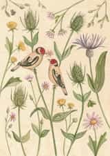 Pretty Just Because Card - Goldfinch Birds - Flowers created by Zoe Pearl