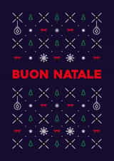 Italian, Buon Natale, classic, cute Christmas pattern card for anyone. created by Pens & Pixels