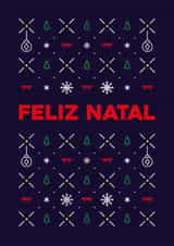 Portuguese, Feliz Natal, classic, cute Christmas pattern card for anyone. created by Pens & Pixels