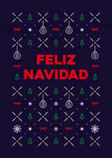 Spanish, Feliz Navidad, classic, cute Christmas pattern card for anyone. created by Pens & Pixels
