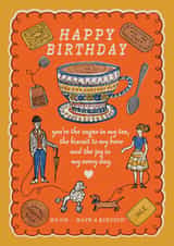 Cute Retro Tea Cup Birthday Card for Tea Lovers with Funny Biscuit Quote created by THE PRINTED SQUARE STUDIO