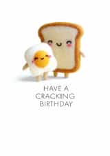 Cute Egg & Toast Birthday Card | Have a Cracking Birthday | Kawaii Card created by Lola Design