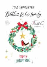Classic Christmas Card - For Brother & His Family - Wreath created by Katie Phythian Design